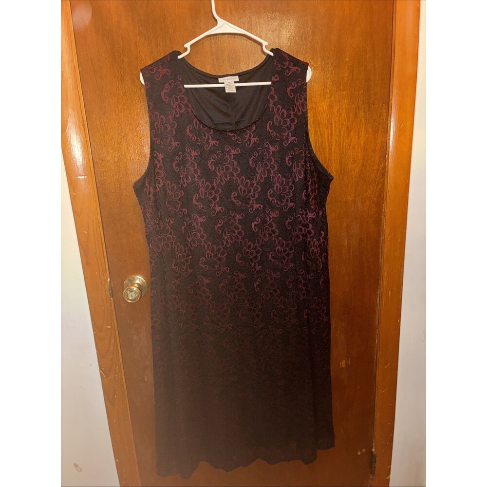 Catherine’s Women’s Red And Black Sheath Lace Dress Size 3X 26/28W
